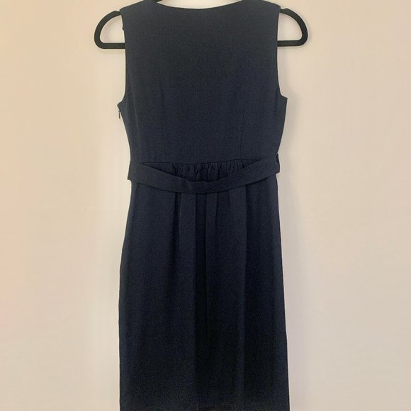 Elie Tahari Ruffle Neck Navy Silk Dress - TAG ON - Picture 4 of 6
